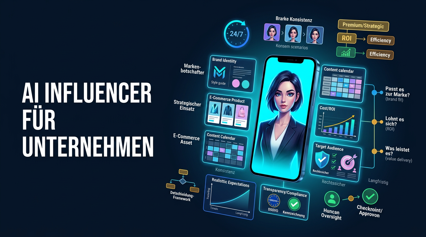 Virtueller KI-Markenbotschafter für ein Unternehmen auf einem Smartphone