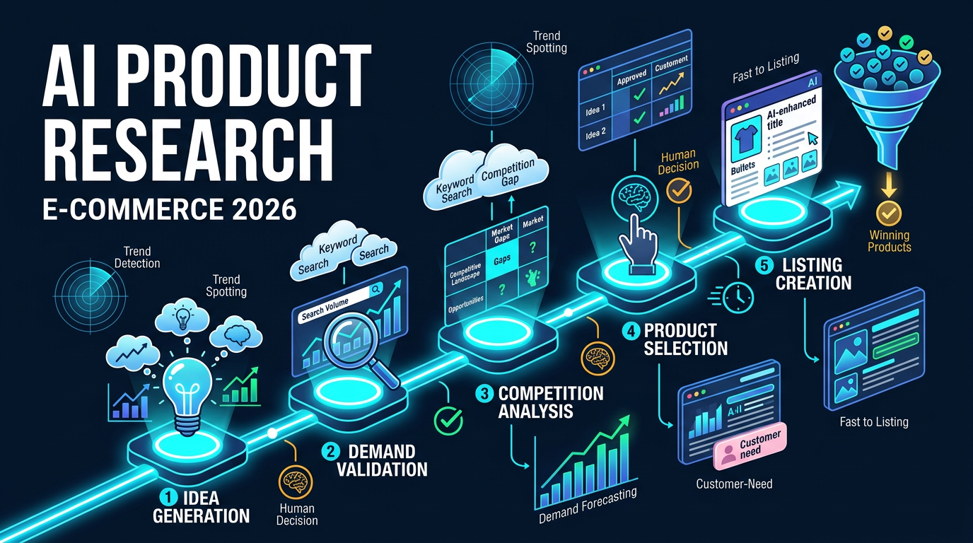 Investigación de productos con IA para ecommerce en 2026: de la idea al listado