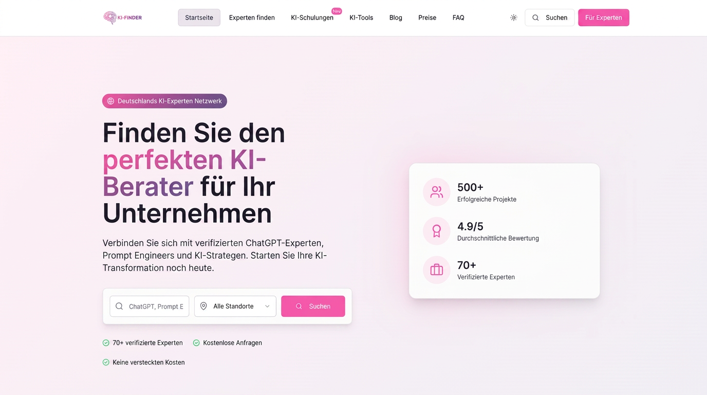ki-berater-finden.de – Plattform zum Finden von KI-Beratern mit Backend und Zoho-CRM-Anbindung